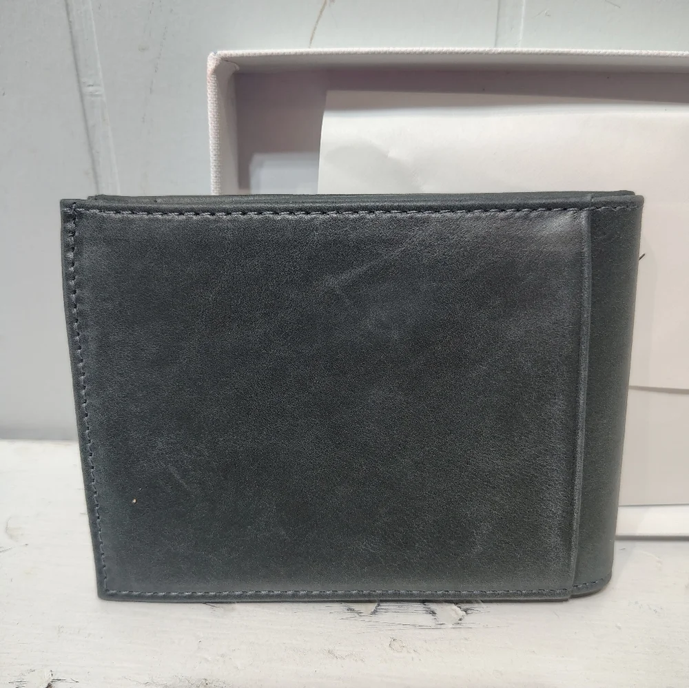 Men’s Italian Nubuck Leather Wallet Gift Boxed Gray Larmorie Officiel Arthur 2.0
